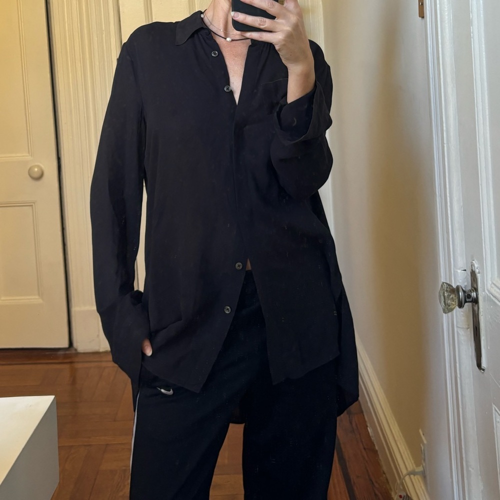 The Row Classic Black Button Down Shirt blouse M